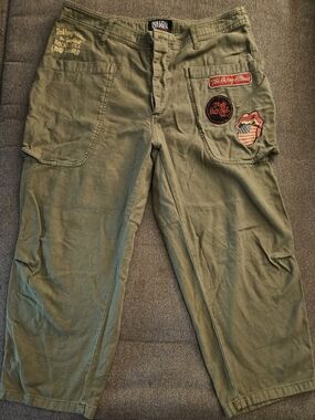 Lucky Brand Womens Rolling Stones Utility Cargo Pants Button Fly 14 Vintage RARE